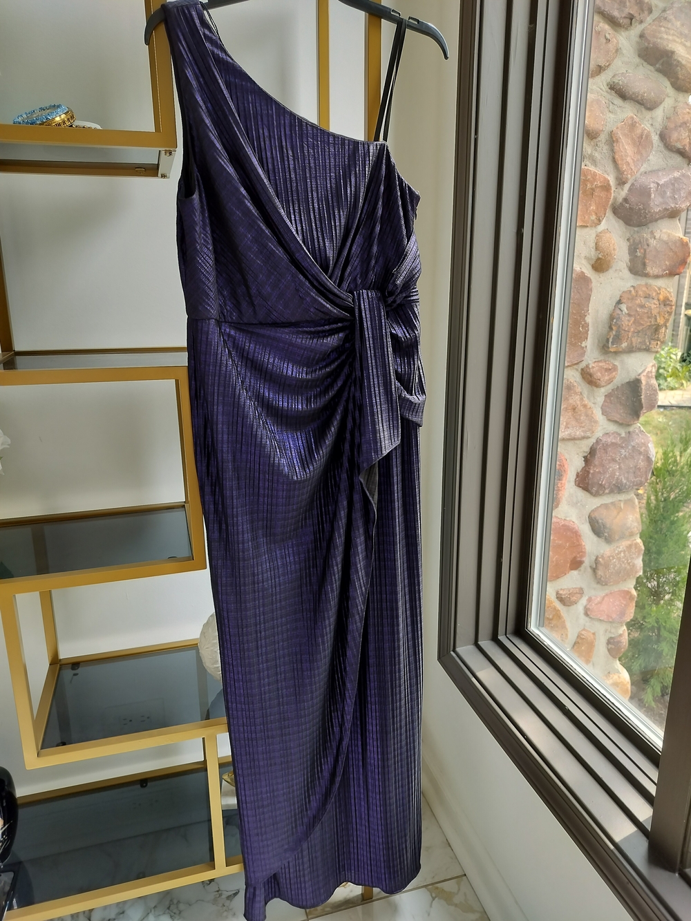 Adrianna Papell One Shoulder Purple Maxi Dress Sz 14